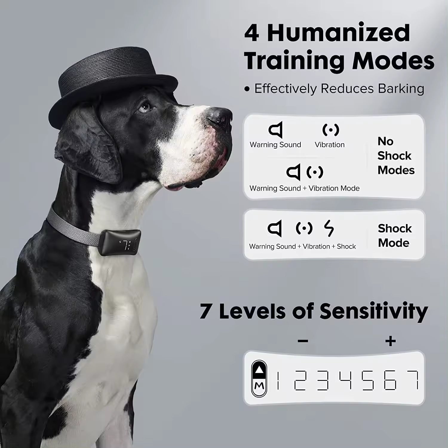 HKM-7265981 Smart Pet Bark Stopper Training Collar for Dogs - Plastic Design Available in Black and White