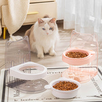 HKM-7267261 Adjustable Cat Bowl with Ear Design for Neck Protection and Anti-Spill Feeding in Removable Hanging Cage