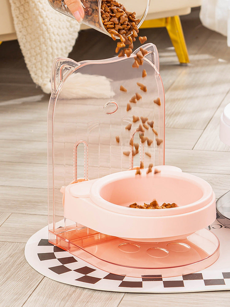 HKM-7267261 Adjustable Cat Bowl with Ear Design for Neck Protection and Anti-Spill Feeding in Removable Hanging Cage
