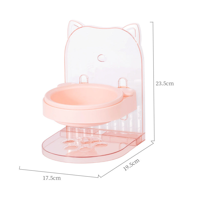 HKM-7267261 Adjustable Cat Bowl with Ear Design for Neck Protection and Anti-Spill Feeding in Removable Hanging Cage