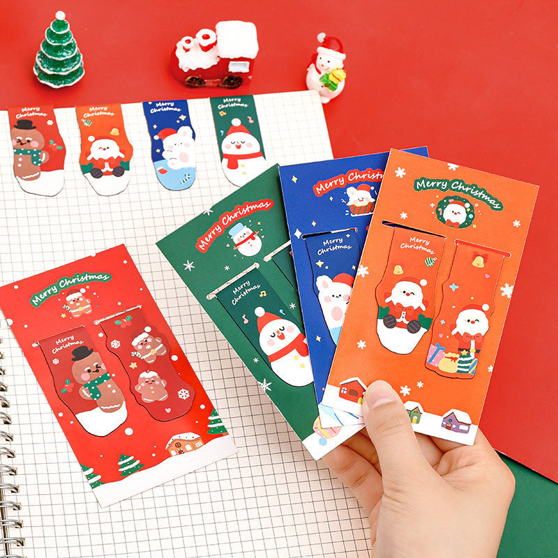 HKM-726739 Christmas Themed Magnetic Bookmarks Set - Festive Designs with Winter Characters