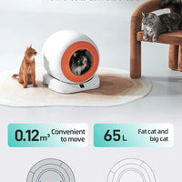 HKM-726739 Smart Automatic Cat Litter Box with App Control and Self-Cleaning Feature, 9L Capacity, Safety Design