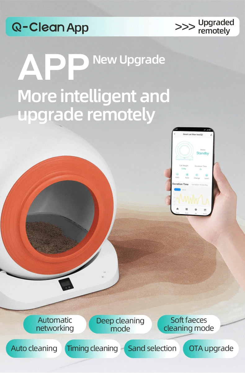 HKM-726739 Smart Automatic Cat Litter Box with App Control and Self-Cleaning Feature, 9L Capacity, Safety Design