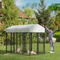 HKM-7267645 Two-Room Outdoor Dog Kennel with Waterproof Cover and Secure Design