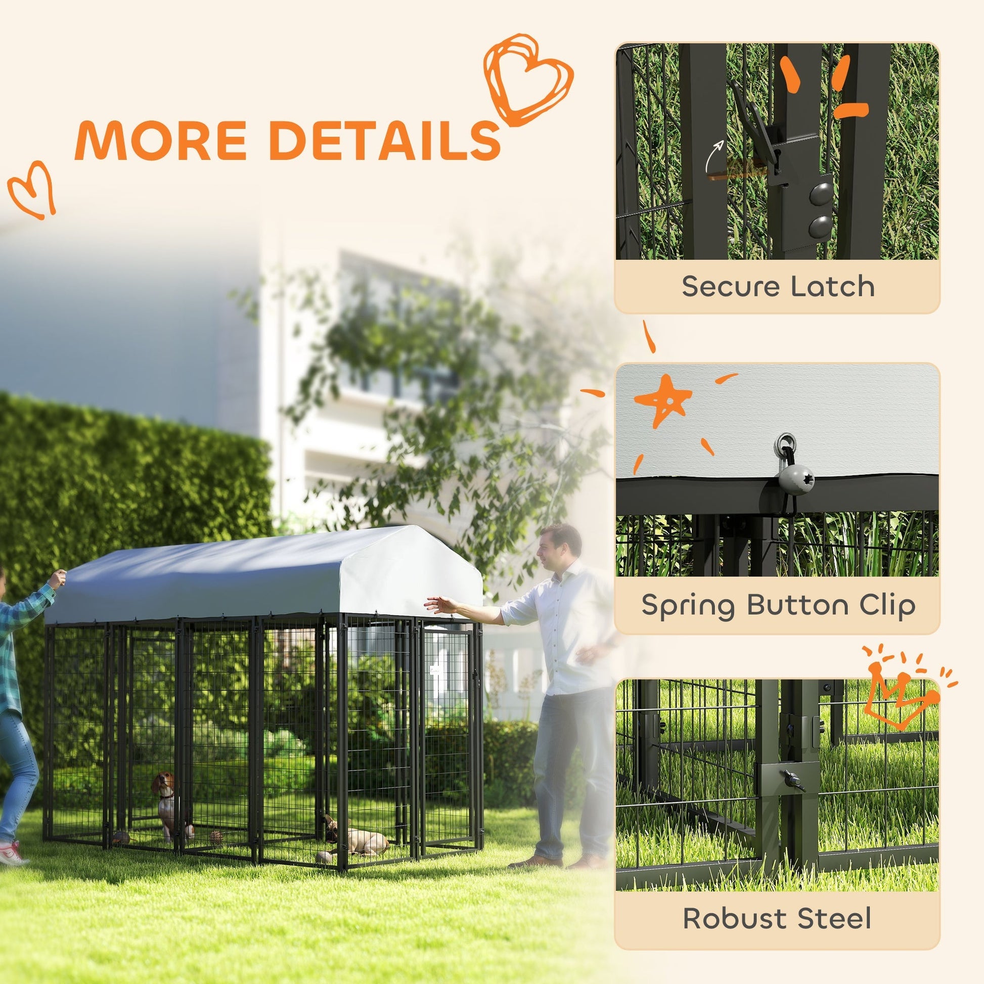 HKM-7267645 Two-Room Outdoor Dog Kennel with Waterproof Cover and Secure Design