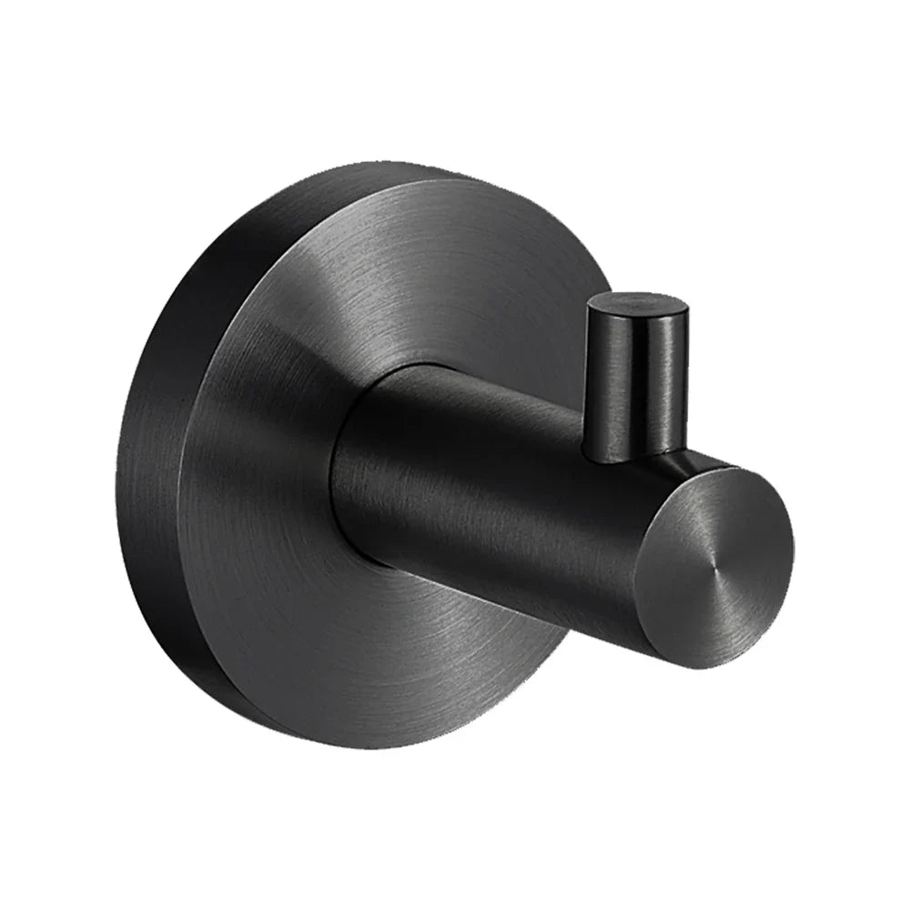 HKM-726867 Matte Black Stainless Steel 304 Bathroom Accessory Set with Towel Rack and Toilet Paper Holder