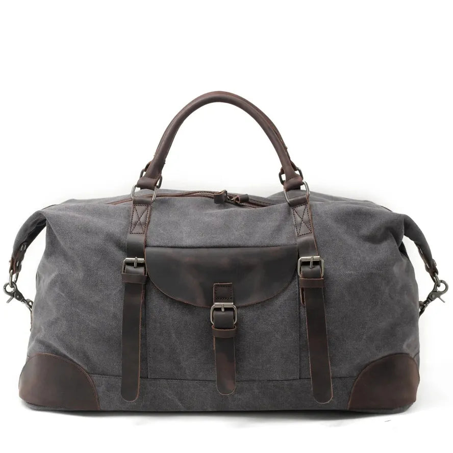 HKM-726867 Waterproof Large Capacity Leather and Canvas Travel Tote Bag