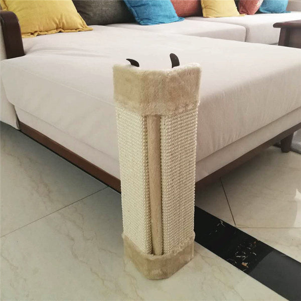 HKM-7269949 Sisal Cat Scratching Board with Plush Cloth for Sofa Protection and Claw Sharpening