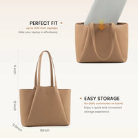 HKM-726995 Stylish 15.6-Inch Leather Laptop Tote Bag with Clutch - Versatile Work Handbag Set for Women