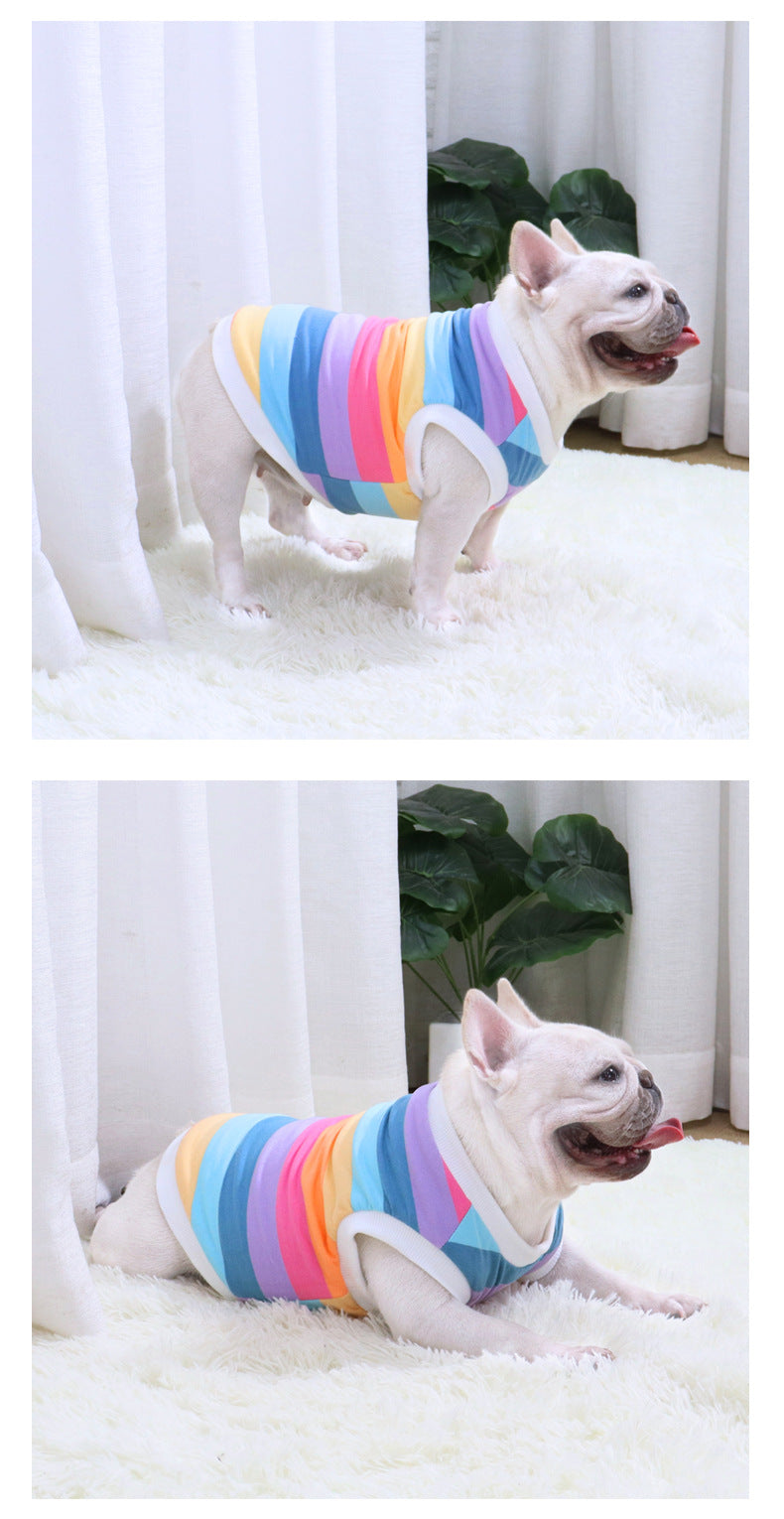 HKM-7270333 Rainbow Cotton Dog Vest ¨C Autumn & Winter Plus Velvet Design, Sizes S to XXL