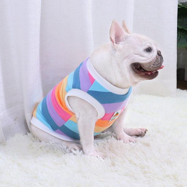 HKM-7270333 Rainbow Cotton Dog Vest ¨C Autumn & Winter Plus Velvet Design, Sizes S to XXL