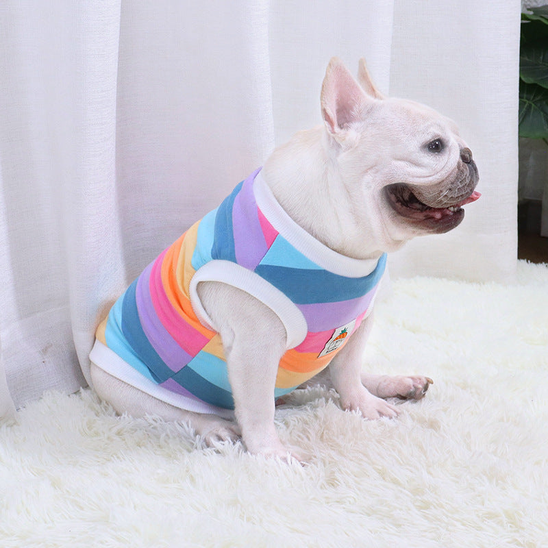 HKM-7270333 Rainbow Cotton Dog Vest ¨C Autumn & Winter Plus Velvet Design, Sizes S to XXL