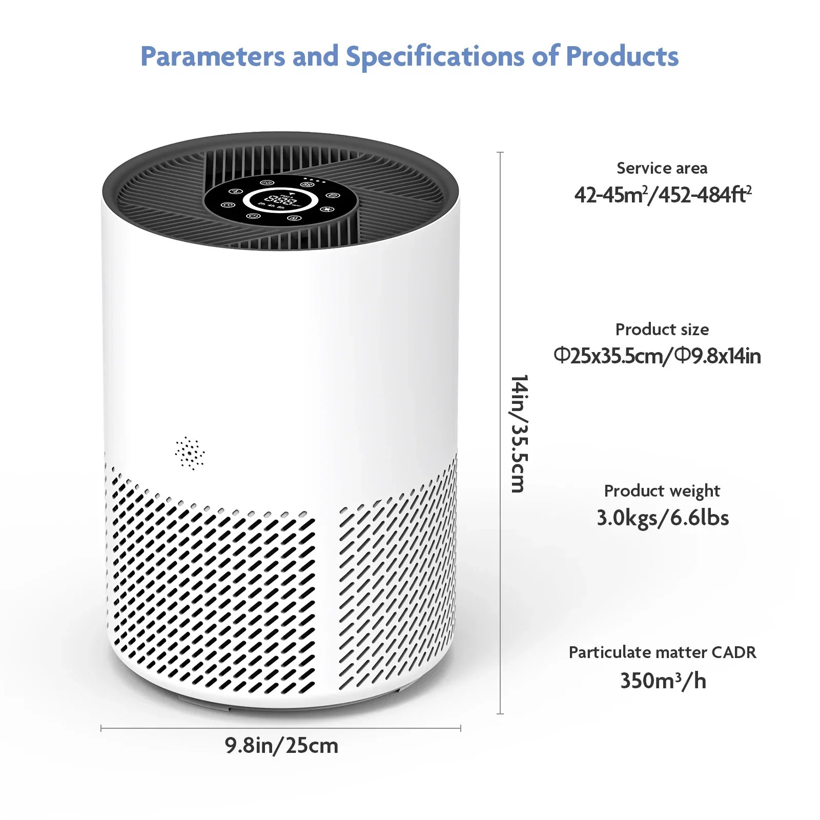 HKM-727187 Smart Portable Air Purifier for Home Use with WiFi Connectivity