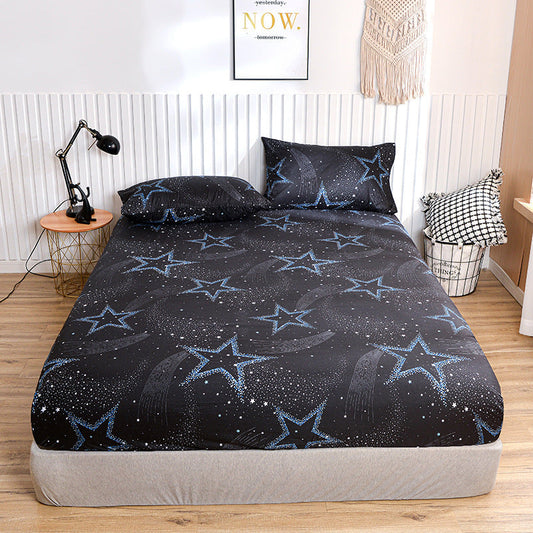 HKM-727251 Frosted Printed Fitted Bed Sheet - Dustproof Single Piece, Reactive Dyeing Process
