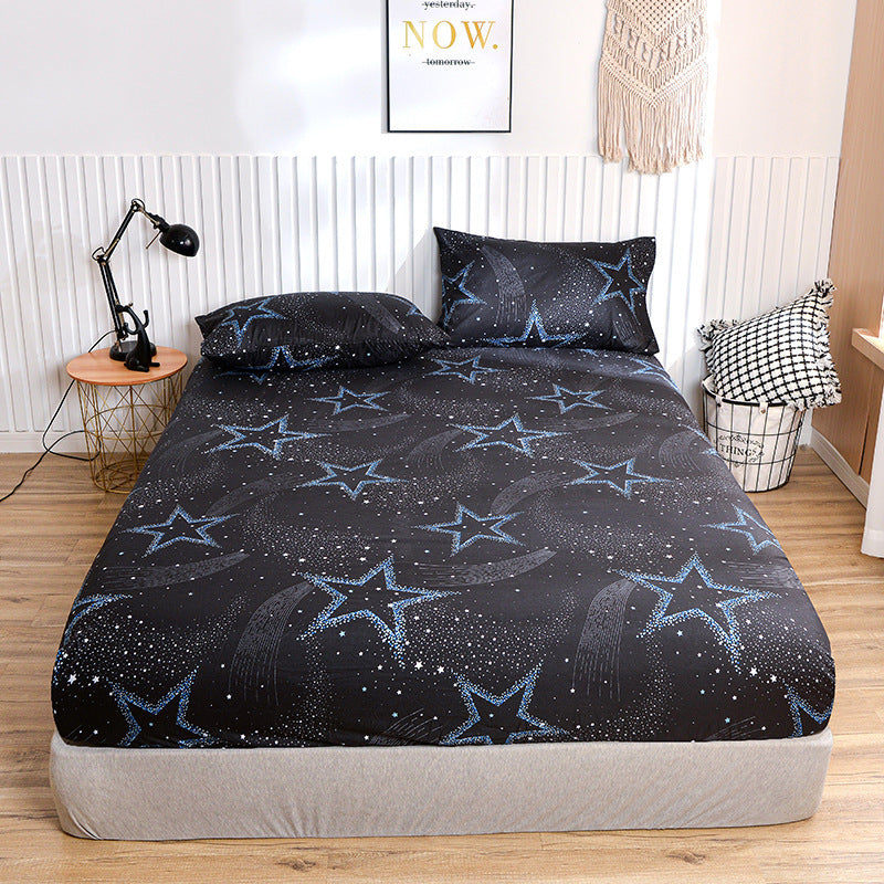 HKM-727251 Frosted Printed Fitted Bed Sheet - Dustproof Single Piece, Reactive Dyeing Process