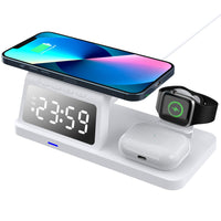 HKM-727315 Four-in-One Wireless Charging Clock with 15W Fast Charging Capability - Available in White and Black