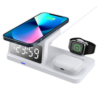 HKM-727315 Four-in-One Wireless Charging Clock with 15W Fast Charging Capability - Available in White and Black