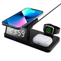 HKM-727315 Four-in-One Wireless Charging Clock with 15W Fast Charging Capability - Available in White and Black