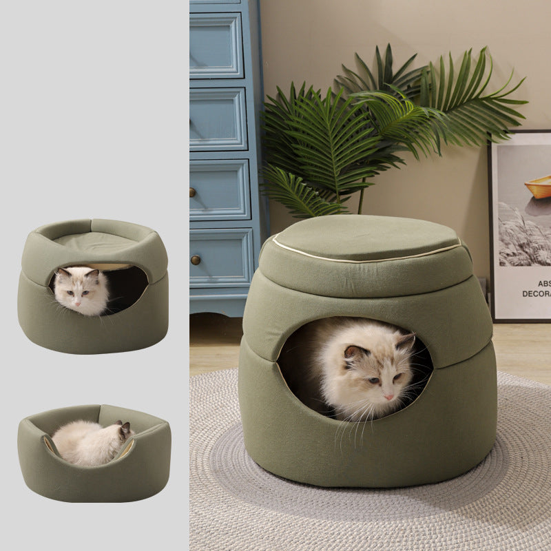 HKM-7273789 Multi-Functional Tree Hole Cat Litter House for Small Dogs and Cats - Cozy Kennel for Teddy Pomeranians