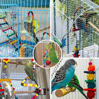 HKM-727379 7-Piece Wooden Parrot Toys Set for Bird Cage Accessories