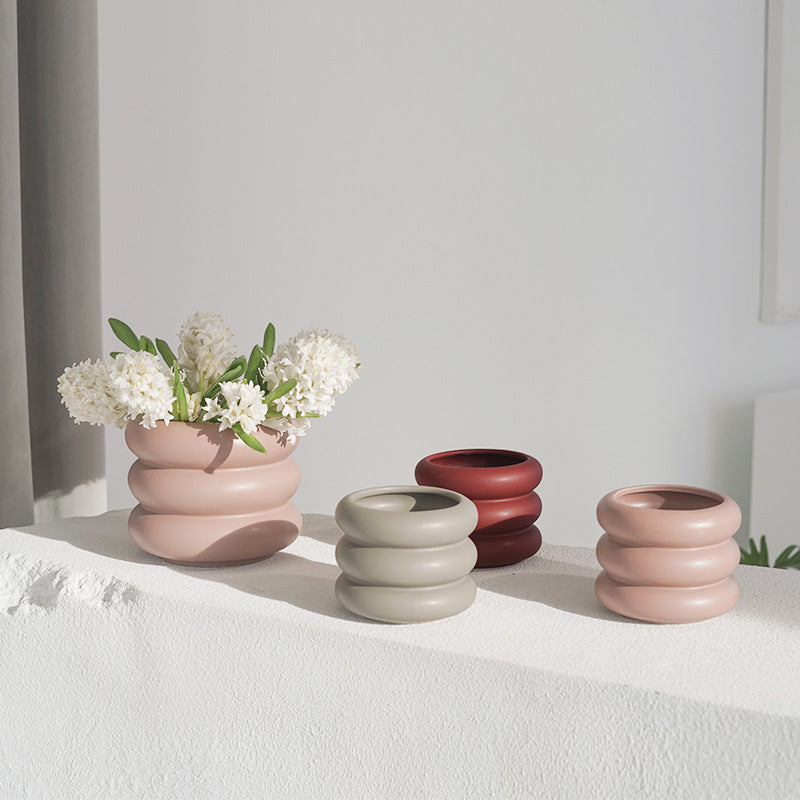 HKM-727379 Ceramic Flower Vase - Modern Nordic Design, Durable & Corrosion-Resistant, Ideal for Home and Office Decoration