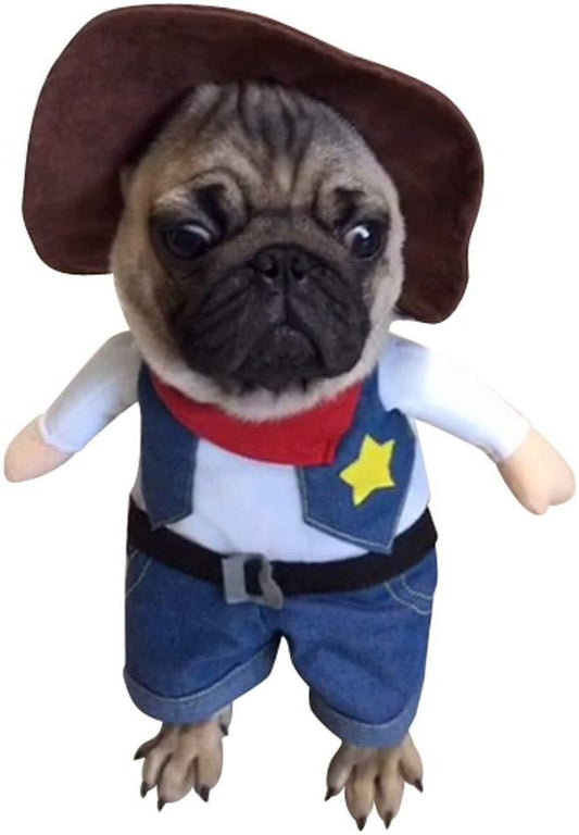 HKM-7273917 Denim Cowboy Costume for Pets - Stylish Dog and Cat Role Play Outfit