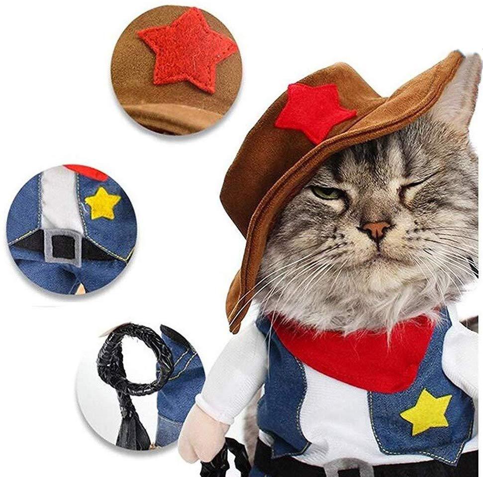 HKM-7273917 Denim Cowboy Costume for Pets - Stylish Dog and Cat Role Play Outfit