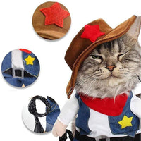 HKM-7273917 Denim Cowboy Costume for Pets - Stylish Dog and Cat Role Play Outfit