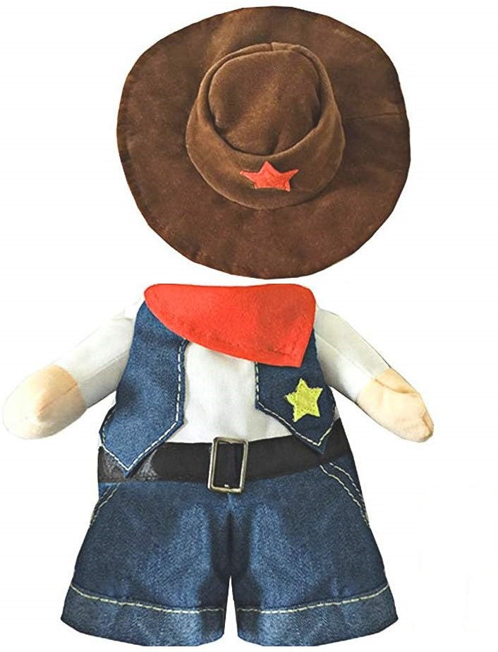 HKM-7273917 Denim Cowboy Costume for Pets - Stylish Dog and Cat Role Play Outfit
