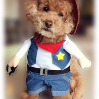 HKM-7273917 Denim Cowboy Costume for Pets - Stylish Dog and Cat Role Play Outfit