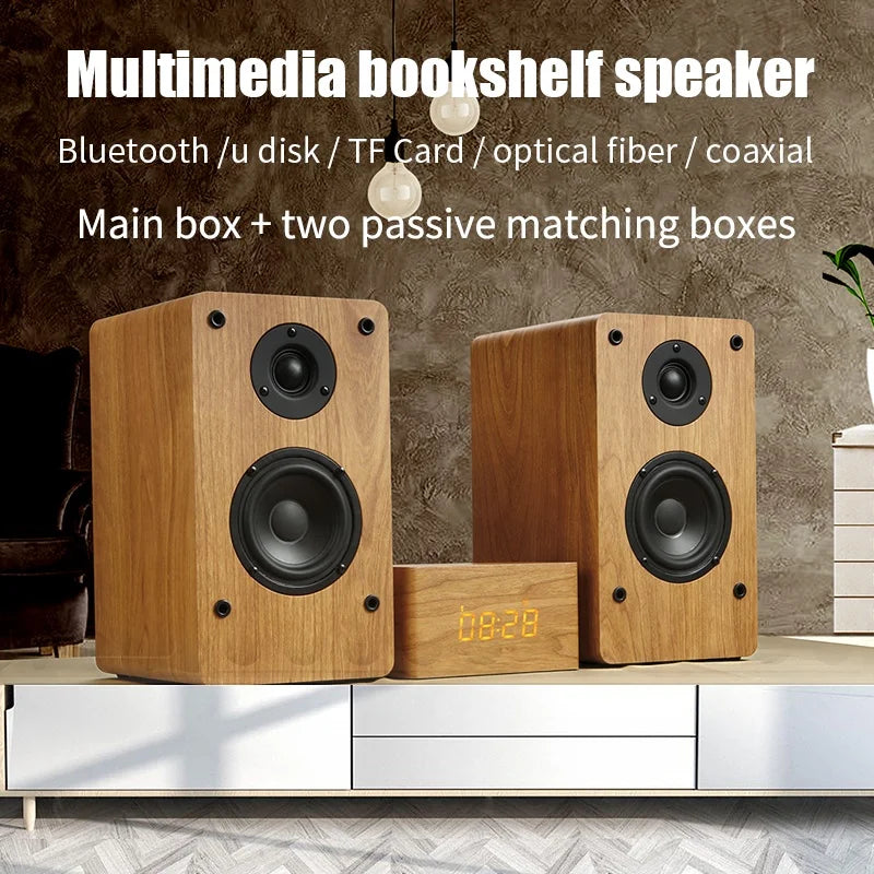 HKM-727443 Wooden HiFi Bluetooth Speaker 2.0 Home Theatre System with Enhanced Bass for PC and TV