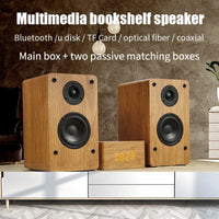 HKM-727443 Wooden HiFi Bluetooth Speaker 2.0 Home Theatre System with Enhanced Bass for PC and TV