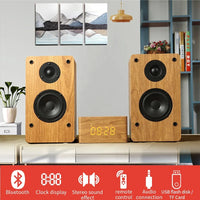 HKM-727443 Wooden HiFi Bluetooth Speaker 2.0 Home Theatre System with Enhanced Bass for PC and TV