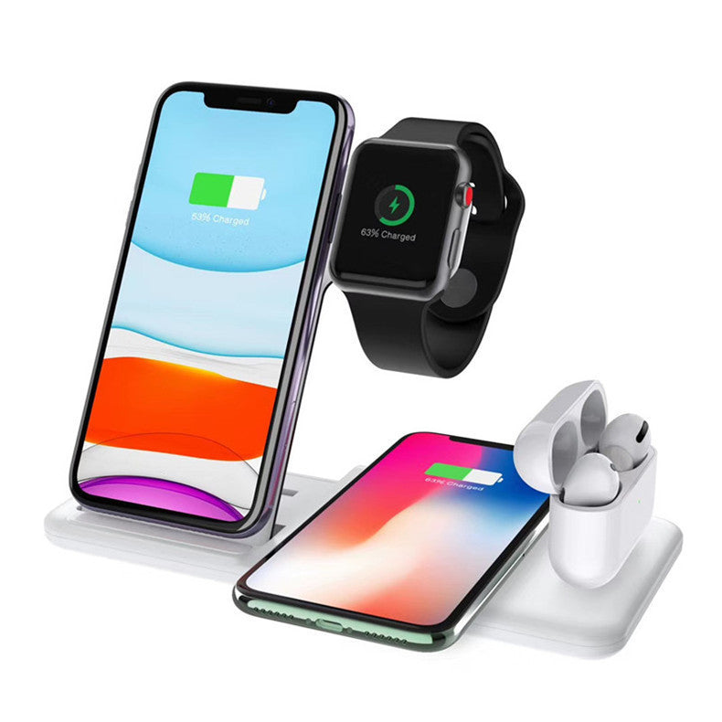 HKM-727507 Three-in-One Wireless Charger with 15W Output for Apple Watch, AirPods, and Smartphone