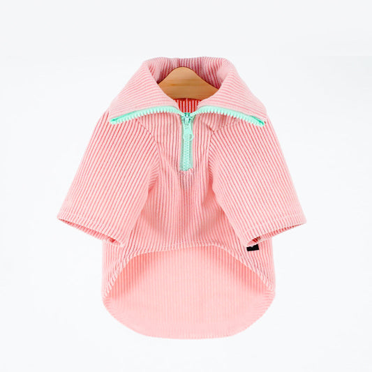 HKM-7276093 High Neck Zip Dog Vest in Pink - Fashionable Minimalist Design for Pets