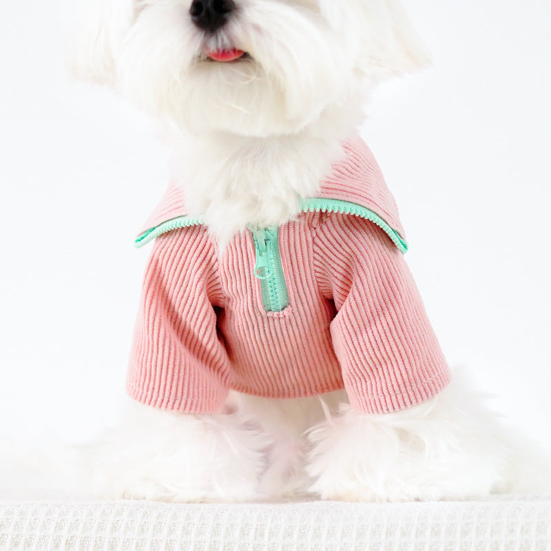 HKM-7276093 High Neck Zip Dog Vest in Pink - Fashionable Minimalist Design for Pets