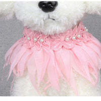 HKM-7277117 Adjustable Pink and White Dog Saliva Towel Bib for Small to Medium Dogs
