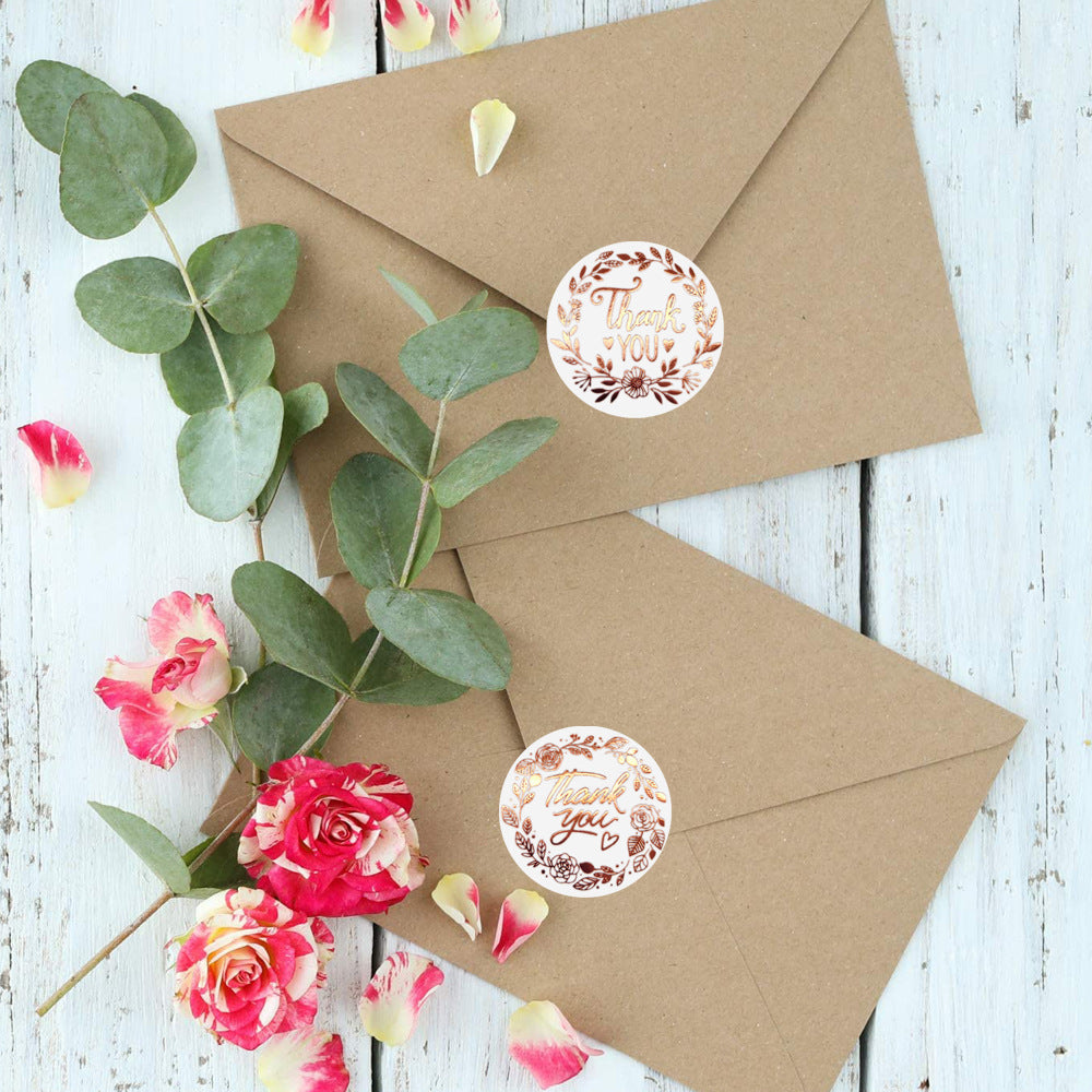 HKM-727763 Gold Foil Adhesive Label Stickers for Business Packaging - 500 Sheets, 2.5cm & 3.8cm Sizes
