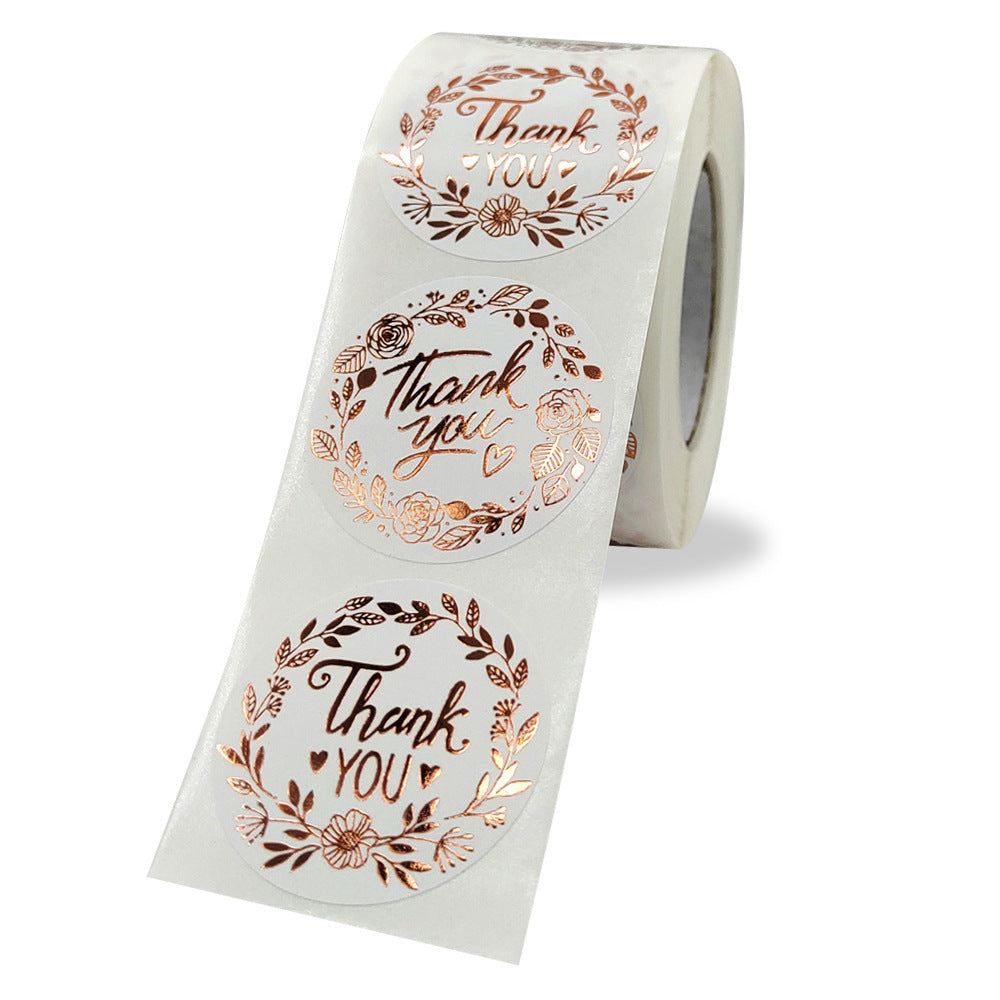HKM-727763 Gold Foil Adhesive Label Stickers for Business Packaging - 500 Sheets, 2.5cm & 3.8cm Sizes