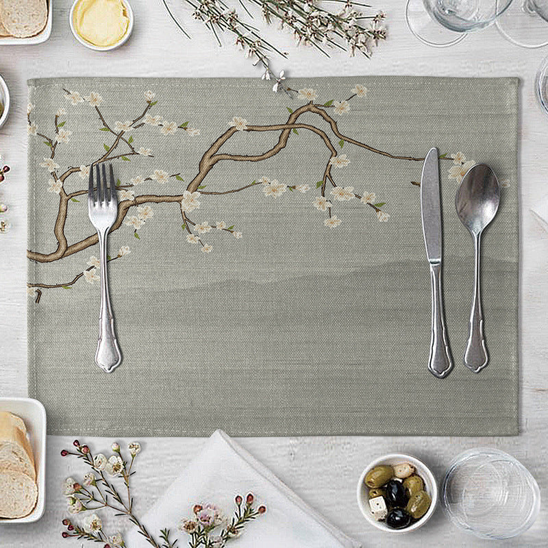 HKM-727827 Plum Blossom Cloth Table Mat for Dining Room and Home Decor
