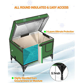 HKM-7278781 Outdoor Insulated Foldable Cat Cage for Delivery Rooms - Green, Multiple Sizes Available
