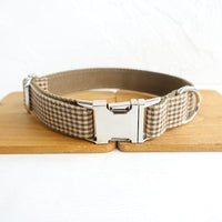 HKM-7279293 Pet Supplies Dog Pen Bowknot Accessories Set in Coffee Grid, Available Sizes XS to XL