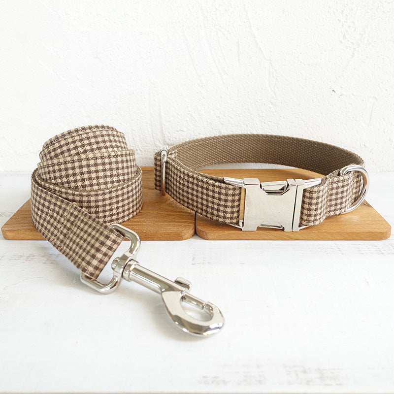 HKM-7279293 Pet Supplies Dog Pen Bowknot Accessories Set in Coffee Grid, Available Sizes XS to XL
