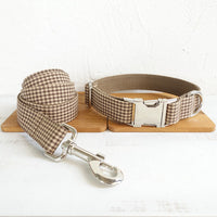 HKM-7279293 Pet Supplies Dog Pen Bowknot Accessories Set in Coffee Grid, Available Sizes XS to XL