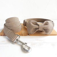 HKM-7279293 Pet Supplies Dog Pen Bowknot Accessories Set in Coffee Grid, Available Sizes XS to XL