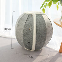 HKM-7279549 Washable Semi-Closed Felt Pet Nest Bed for Cats and Dogs in Pumpkin Style