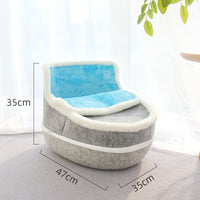 HKM-7279549 Washable Semi-Closed Felt Pet Nest Bed for Cats and Dogs in Pumpkin Style