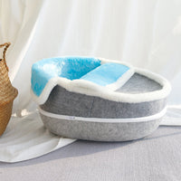 HKM-7279549 Washable Semi-Closed Felt Pet Nest Bed for Cats and Dogs in Pumpkin Style
