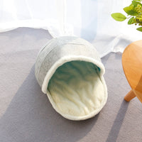 HKM-7279549 Washable Semi-Closed Felt Pet Nest Bed for Cats and Dogs in Pumpkin Style