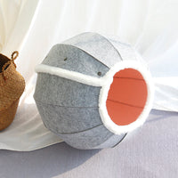HKM-7279549 Washable Semi-Closed Felt Pet Nest Bed for Cats and Dogs in Pumpkin Style